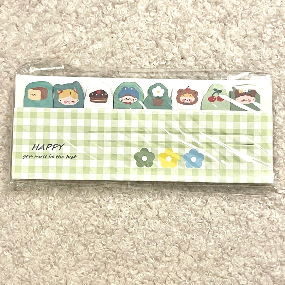 🏷️ cherry 🍒 bear flower green journal paper index tab sticky notes